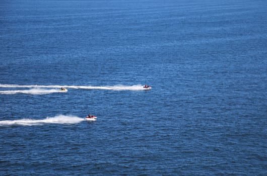 Competing boats on the sea