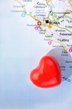 Concept love of Roma with heart and Italian map