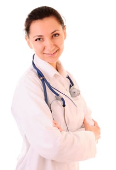 Portrait of smiling doctor isolated on white background