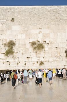 Female zone for praying women and tourists near Jerusalem wall