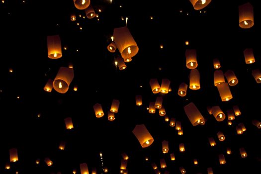 Sky lanterns firework festival,Chiangmai ,Thailand, Loy Krathong and Yi Peng Festival