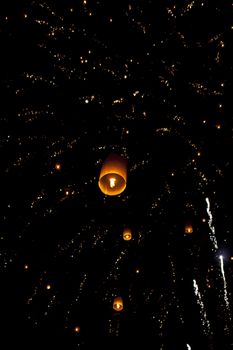 Sky lanterns firework festival,Chiangmai ,Thailand, Loy Krathong and Yi Peng Festival