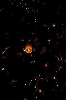 Sky lanterns firework festival,Chiangmai ,Thailand, Loy Krathong and Yi Peng Festival
