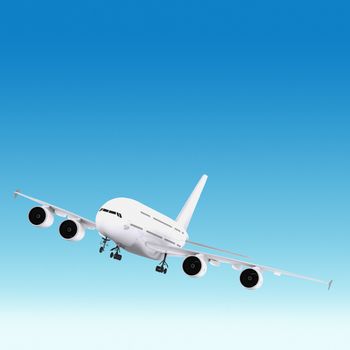 passenger plane flying in the blue sky