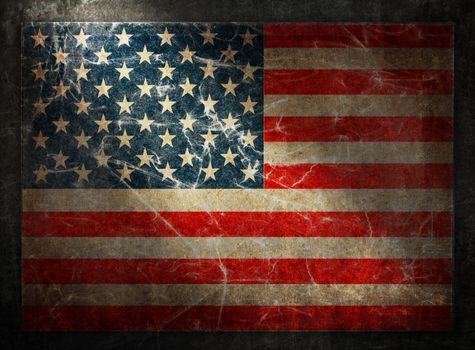 Grunge flag of USA. Horizontal composition
