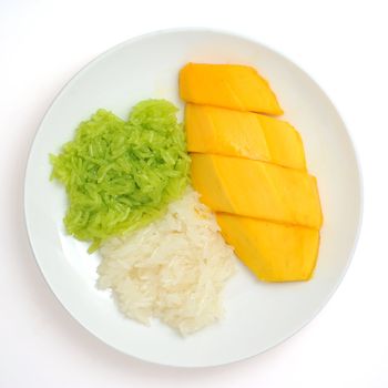 Sticky Rice with Mango, whit clipping path