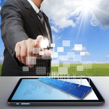 business man work with virtual green business