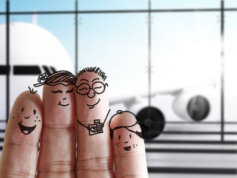 finger family at the airport