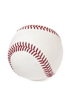 Close-up shot at the baseball ball against the white background