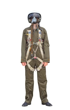 man dressed as a pilot on a white background