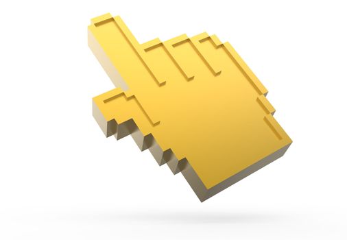 golden pixel hand showing thumbs icon