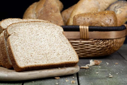 Image of a slice bread on a wooden table