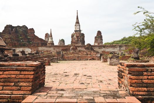 Ancient temple of Ayutthaya,  Wat Mahathat, Thailand.