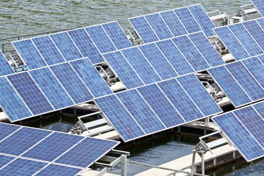 Solar panels  on the water.