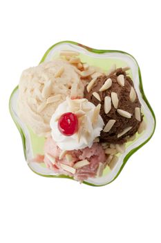 Frozen custard with vanilla, strawberry and Chocolate Almond flavors