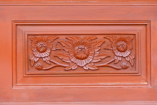 Carved pattern on wood, element of decor