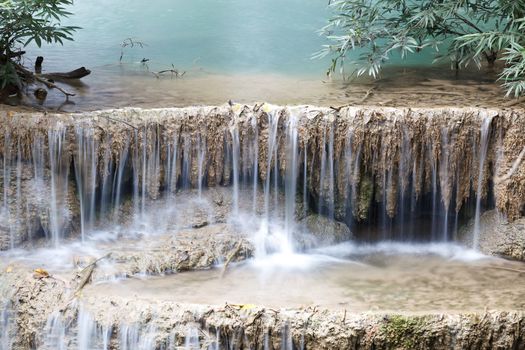 Beautiful Waterfall in Srinakarin Dam National Park , Kanchanaburi Province , Thailand