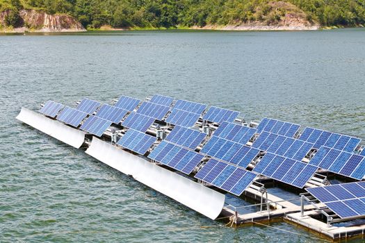 Solar panels  on the water.