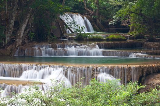 Beautiful Waterfall in Srinakarin Dam National Park , Kanchanaburi Province , Thailand