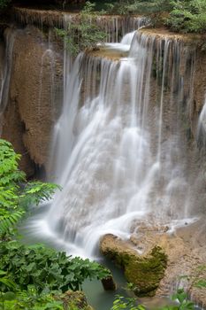 Beautiful Waterfall in Srinakarin Dam National Park , Kanchanaburi Province , Thailand