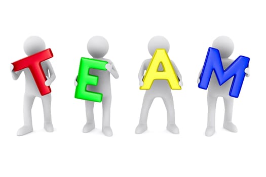 Conceptual image of teamwork. Isolated 3D on white