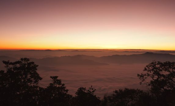 Sunrise view point from Doi Chiang Dao mountain, Chiang mai, Thailand.