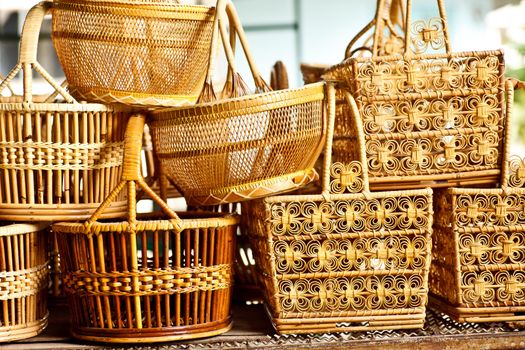 Basket wicker is Thai handmade at Suphanburi near bangkok, Thailand.