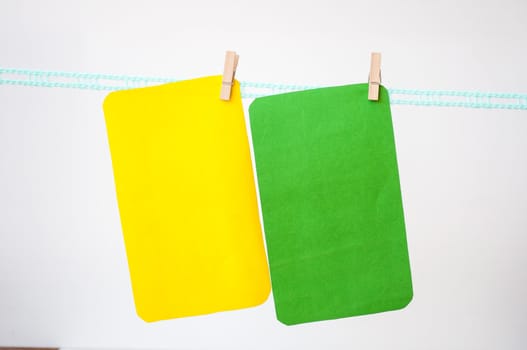 yellow and green hang paper for note