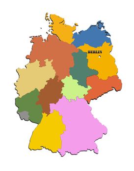 Coloured silhouette of the map of Germany