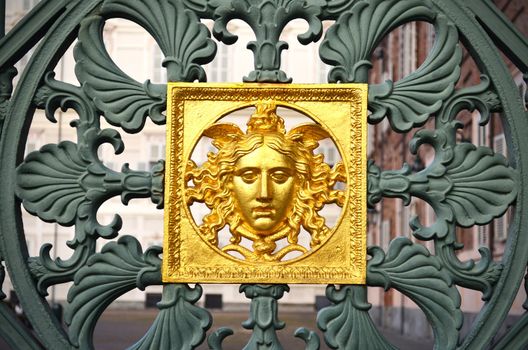 Turin, Italy. Detail of the fence at Royal Palace in Piazza Castello