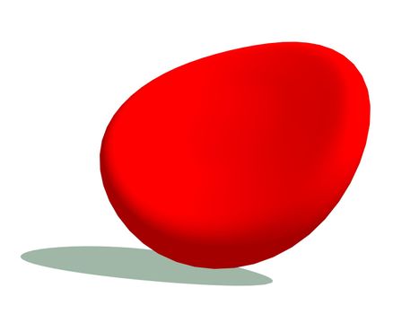 One blood cell with its shadow in white background