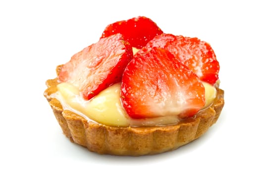 Fresh fruit tart on white background