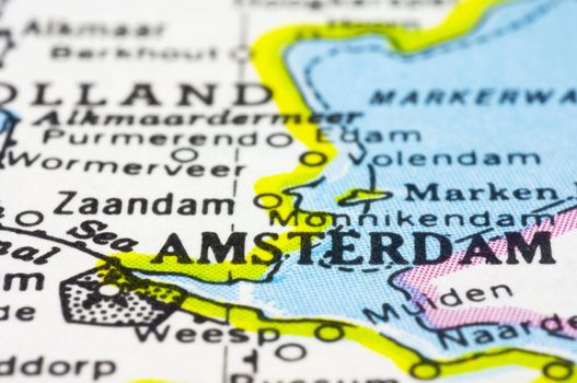 a close up shot of Amsterdam, capital of Netherlands.