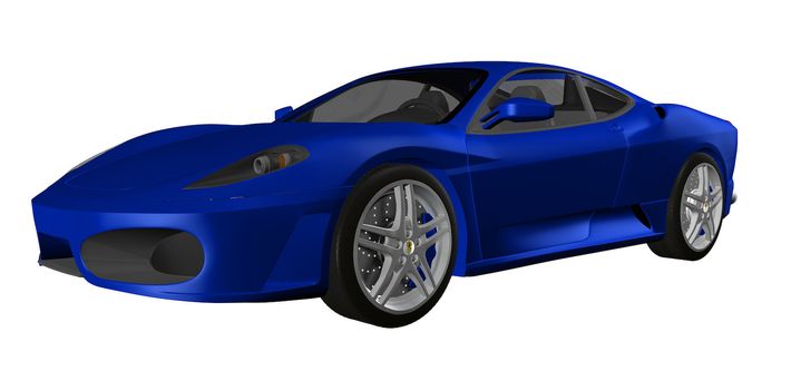 Sport blue car render illustration on white background