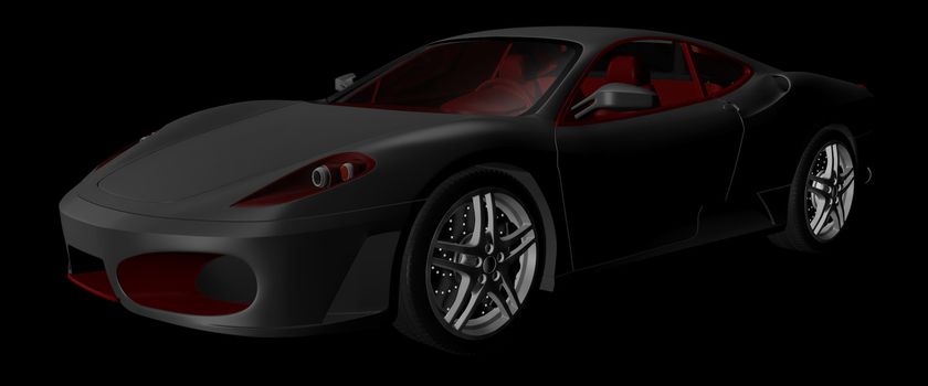 Sport grey and red car render illustration in 3D