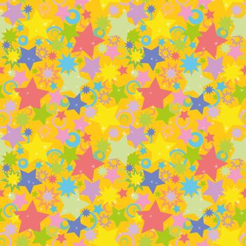 Abstract seamless background: colorful stars and circles