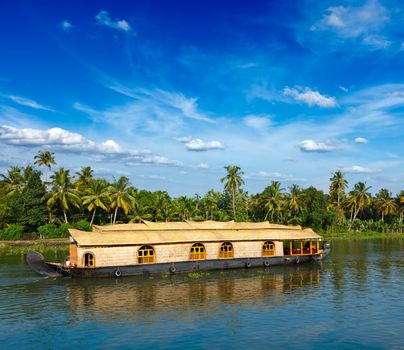 Houseboat on Kerala backwaters. Kerala, India