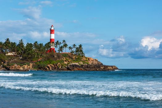 Lighthouse.  and sea. Kovalam (Vizhinjam) Kerala, India