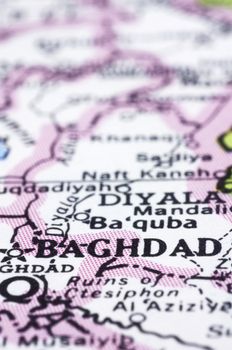 a close up shot of Baghdad, capital of Iraq.