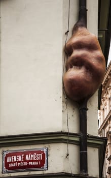 fun water pipe in a street in Prague