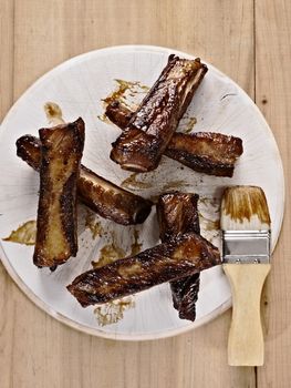 close up of barbecue pork ribs