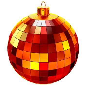 red ball bauble made from small mirrors for Christmas fir tree