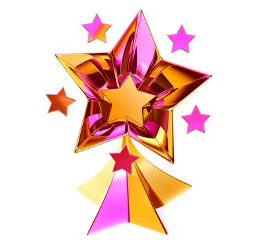 a set of seven shiny gold stars in motion for advertise