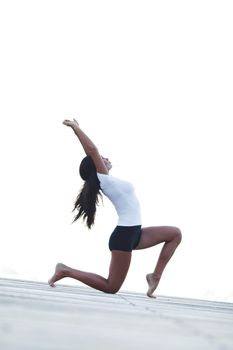 Yoga woman in sportswear isolated on white background