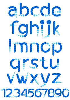 alphabet with snowflakes for Christmas and New Year