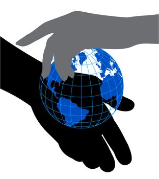 icon silhouettes of hands men and women preserve the planet