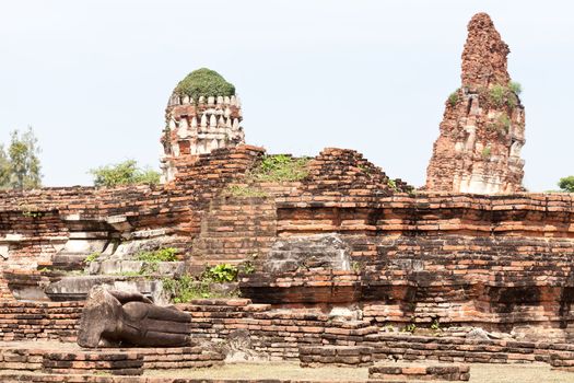 Ancient temple of Ayutthaya,  Wat Mahathat, Thailand.