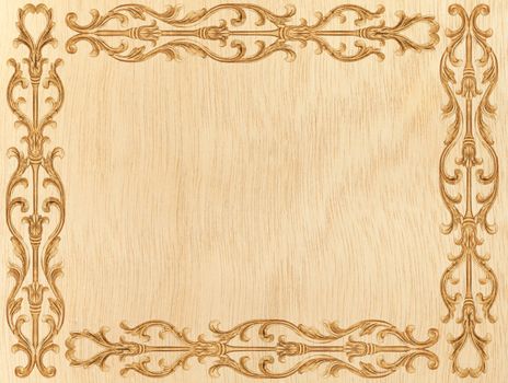 Pattern of wood frame carve flower on wood background
