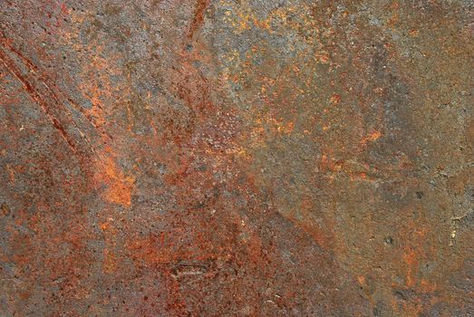Rusty iron sheet surface close-up as background