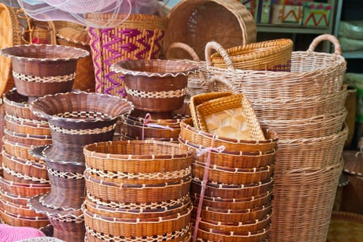 Bamboo basket in Indochina market, thailand